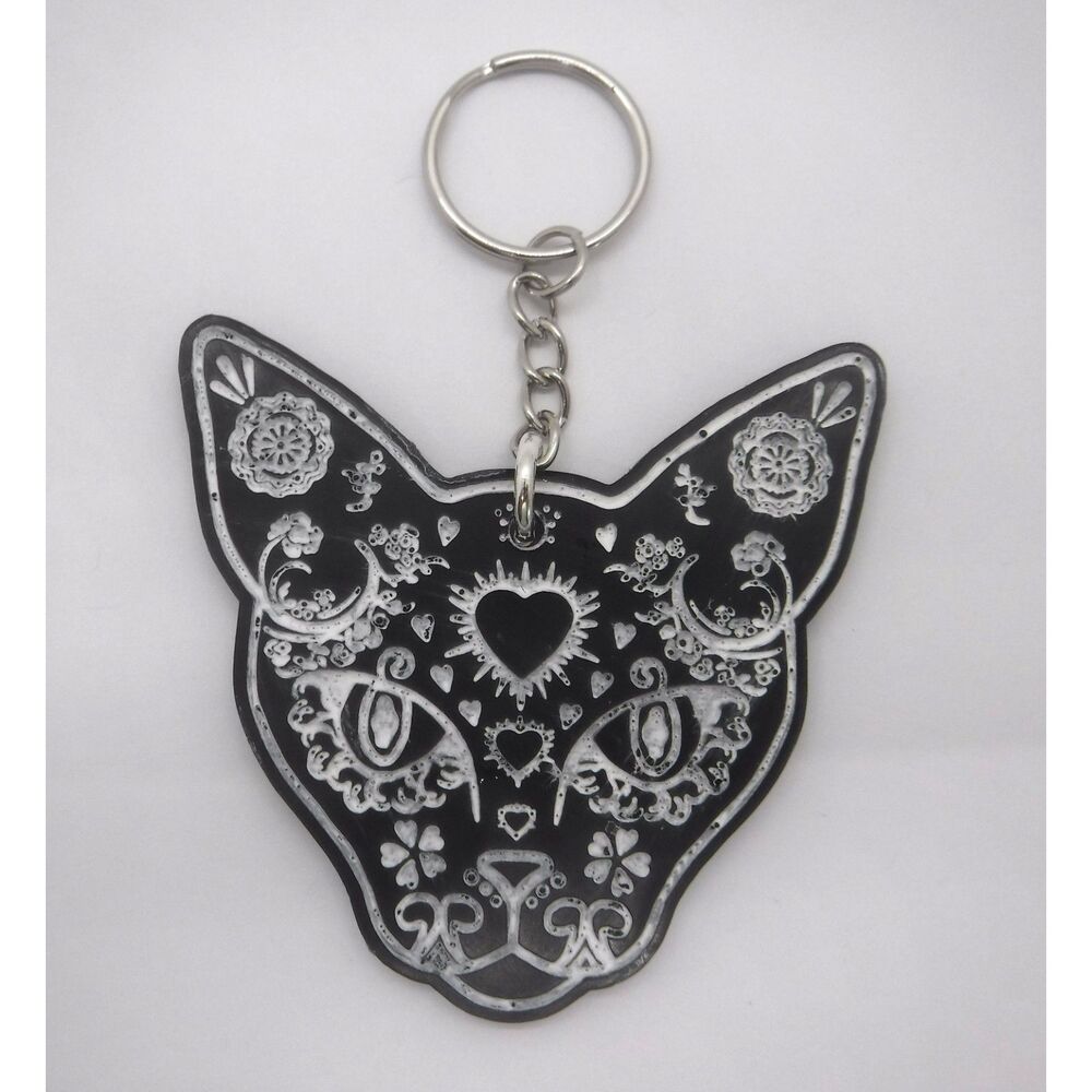 Keychain Cat Sugar Skull
